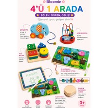 Bloomin 4’ü 1 Arada Eğitici Ahşap Oyuncak Seti - Motor Becerileri Geliştirici Montessori Oyuncak Helezon, Bultak, Balık Tutma, Çek Çek