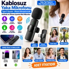 Bezos Type C Uyumlu Iphone Dönüştürücülü Kablosuz Yaka Mikrofonu Android ve Iphone Uyumlu Mini Mikrofon (Adet Fiyatıdır) Bezos1