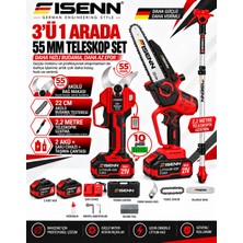 Eisenn Ultra Güç 55 mm Dijital Makas + 22 cm Otomatik Yağlamalı Dijital Testere +2.2 mt Teleskop Süper Bahçe Seti
