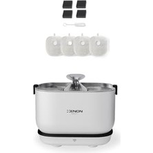 Rafta Xenon Smart Akıllı Bataryalı Kedi Su Pınarı 2.5 L Wi-Fi Çelik Su Tepsili ve Yedek Filtre 2'li Set