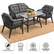 Çavdar Group Small Raddan 2+1+1 Çay Seti Balkon Teras Bahçe Mobilyası El Örgüsü Raddan 4 Kişilik Oturma Grubu