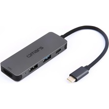 Velora Omars 4 Port Usb-C Hub 4K HDMI Video Transferi USB 3.1 Pd Usb-A ve Type-C Hub Çoklayıcı Adaptör