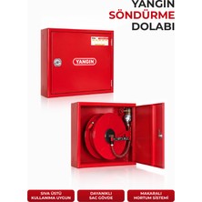 German Kupfermax Yangın Dolabı 75X75X22 cm Sıva Üstü Montajlı Makaralı Hortum Sistemi ve Jet Püskürtme Nozulu