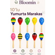 Bloomin 10 Lu Ahşap Yumurta Marakas Set Bebek Çocuk Eğitici Işitsel Oyuncak Beceri