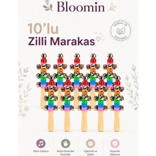 Bloomin 10’lu Metal Zilli Ahşap Marakas Ahşap Müzik Aleti El Zili Seti