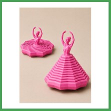 Liyanos 3D Baskı Balerin Figürlü Fidget Oyuncak - Hareketli Optik Illüzyon Masa Dekoru-Pembe LYN00001