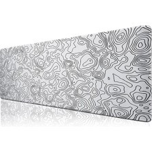 KlasseGear Klasse Pro - 5 Farklı Model Dikişli Kenar 120X60 cm Oyuncu Gaming Mouse Pad (White Map Lines)