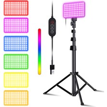 Rafta 52 Inç Rgb LED Fotoğraf Video Işığı, 77 Rgb Boncuklar, Tüm Alüminyum Tripod, Benzersiz Işık Modları, Sıralı Konsol, USB Güçlü, Taşınabilir, Ayarlanabilir, 14 Renk, Oyun Akışı, Youtube