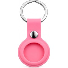 Rafta Airtag ile Uyumlu Silikon Anahtarlık Kılıfı A020, Metal Halkalı (Pembe)