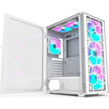 Rafta X3 Glass 6 Adet, 3 x 140 mm ve 3 x 120 mm Sabit Rgb Aydınlatma Fanları Atx Mid-Tower Pc Oyun Kasası, Usb3.0, Kapı Açık Temperli Cam Yan Panel, Yüksek Hava Akışı, Beyaz