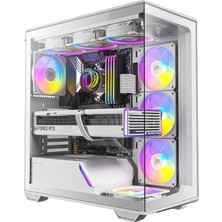 Rafta C3 Argb White, 4 x Argb Pwm Fan Dahil, Dikişsiz Temperli Cam Ön ve Yan Paneller, 360MM Radyatör Desteği, Orta Kule Atx Beyaz Pc Oyun Kasası