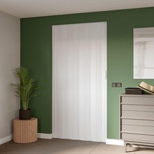 Rafta Akordiyon Katlanır Kapı, 100X200 Cm, Kulplu, Suya Dayanıklı ve Yerden Tasarruf Sağlayan, Beyaz/meşe/kayın Renk Seçenekleri, Istenilen Ölçüye Göre Genişliği ve Uzunluğu Ayarlanabilir, Demonte (Beyaz)