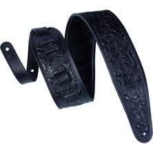 Esplendor Levy's Leathers 7,62 cm Dolgulu Veg-Tan Deri Deri Gitar Kayışı; Meşe Ağacı ve Meşe Yaprakları Tasarım - Siyah (PM44T01-BLK)