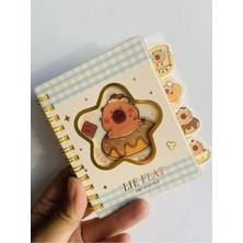 Syn Shop Capybara Kapibara Not Defteri Ayraçlı Çizgili Spiralli Hologram Değişebilen Figürlü Kapak