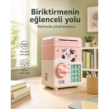 Mossem Atm Görünümlü Elektronik Şifreli Otomatik Para Çeken Kumbarası Pembe