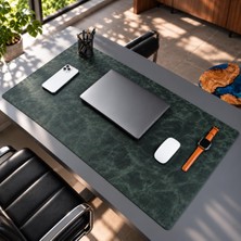 Rafta Jersey Lüks Deri Masa Pedi - Hakiki Dana Derisi Kaymaz Masa Matı 91X48CM & 37X80CM Büyük Mouse Pad Gaming Ofis Ev Masaüstü Koruyucu (Asker Yeşili, 91X48CM)