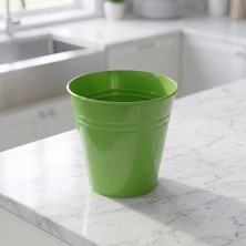 Rafta Konik Metal Saksı & Vazo - 23 cm Dekoratif Çok Amaçlı Renkli Çiçeklik (23×23/16 Cm) (Fıstık Yeşili)