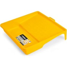 Rafta Plastik Büyük Boya Kabı 32,5 cm x 31,5 cm – Sarı Rulo Boya Tava Kabı, Tırtıklı Süzme Yüzeyli Geniş Boyacı Kabı