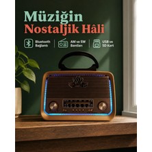 Mossem Ahşap Nostaljik Bluetooth Radyo, USB ve Sd Kart Destekli
