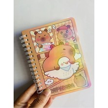 Syn Shop Capybara Kapibara Defter Spiralli Çizgili Yaldızlı Parlak Kapak 15X11 cm