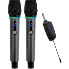 Rafta Rgb Işıklı Uhf Kablosuz Mikrofon Seti – Çift El Mikrofonu ve Alıcı, Düşük Gecikmeli Dijital Ses, 50M Mesafe, Sahne Karaoke Sunum Canlı Yayın Için | Wn-08