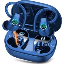 Rafta Kablosuz Kulaklıklar, Spor Kulaklıklar Bluetooth 5.3 Kulak Tomurcukları Kablosuz, 50H Çalma Süresi Hd Stereo Gürültü Önleyici Kulaklıklar, Çift LED Ekran, Ip7 Su Geçirmez Koşu Kulaklıklar, Saf Mavi