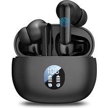 Rafta Kablosuz Kulaklık Bluetooth, Derin Baslı Kulak Tomurcukları, 48H Uzun Çalma Süresi, Güç Ekranı, Ipx7 Su Geçirmez Kulak Içi Kulaklık, Telefon Tablet Spor Egzersizi Için Mikrofonlu (Siyah)