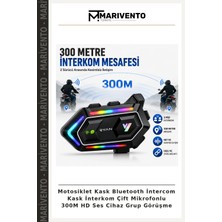 Marivento Motosiklet Kask Bluetooth Intercom Kask Interkom Çift Mikrofonlu 300M Hd Ses Cihaz Grup Görüşme