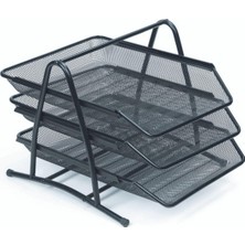 Rafta 3'lü Tel Evrak Rafı, Metal Perforeli, Siyah, 9181