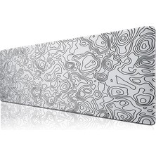 KlasseGear Klasse Pro - 4 Farklı Model Dikişli Kenar 100X50 cm Oyuncu Gaming Mouse Pad (White Map Lines)