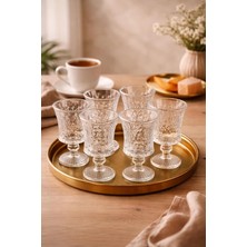 Rafta Tr 6'li Kristal Cam Kahve Yanı Su Bardağı, 85ML, Beyaz Yz.yaseminkahveyanı