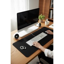 Rafta Tr Keçe Bilgisayar Mouse Pedi 100X44 cm Siyah Renk Çalışma Masası Düzenleyici 3 mm Kalınlık Masa Üstü Düzenleyici Mat
