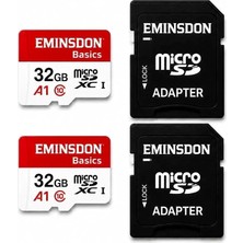 Eminsdon 32GB 2'li Paket Hafıza Kartı Mini Kamera Ev Araç Güvelik Kamerası Uyumlu Telefon Micro Kart CLASS10