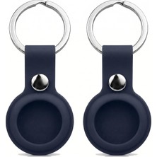Rafta Tr Airtag ile Uyumlu Silikon Anahtarlık Kılıfı A020 Darbe Emici Koruma Metal Halkalı Tracker Holder Çizilmeye Dayanıklı Çanta Bavul Anahtar Evcil Hayvan Takibi Koruyucu Kılıf Lacivert 2 Adet