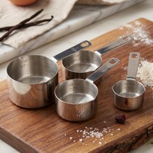 Rafta Tr Paslanmaz Çelik Ölçü Bardağı Seti, 4 Parça, 1/4, 1/3, 1/2 ve 1 Cup, Iç Içe Geçebilir