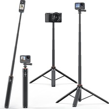 Rafta Tr Uurig TP21 54 Inç Teleskopik Selfie Çubuğu Uzun Tripod, INSTA360 X5/x4 Ace Pro Için Su Geçirmez El Tutacağı, Djı Osmo Action 5pro/4/3, Gopro Hero 13 12 11 10 9, INSTA360 Ace Pro