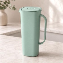Defne Store 1700 ml Sürahi, Sızdırmaz Kapaklı Bpa Içermez Buzdolabı Kapısına Uygun Ergonomik Saplı Soğuk ve Sıcak Içecek Sürahisi, Gri ve Bej Renk Seçenekli (Yeşil)