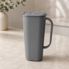 Defne Store 1700 ml Sürahi, Sızdırmaz Kapaklı Bpa Içermez Buzdolabı Kapısına Uygun Ergonomik Saplı Soğuk ve Sıcak Içecek Sürahisi, Gri ve Bej Renk Seçenekli (Gri)
