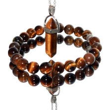 Defne Store Kaplan Gözü Kolye ve Kristal Bileklik Takımı, Esneyebilir Bileklik, Doğal Taş, Iyi Şanslar, Enerji Güzelliği, Meditasyon ve Şifa, Erkek ve Kadınlar Için Doğal Taş Hediyeleri.