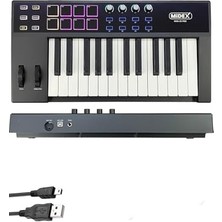 Defne Store Midi-25 Pro Midi Klavye 25 Tuşlu Midi Keyboard 8 Pad