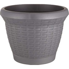 Defne Store HS01 Hasır Saksı Tabaklı 20,9cm, 3.3 Litre Antrasit