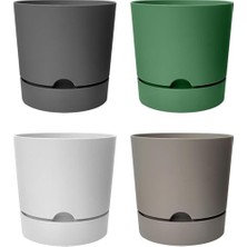 Defne Store 4 Adet Begonya Saksı Tabaklı Drenajlı Mat Plastik Çiçek Saksısı (Karışık, 9 Litre)