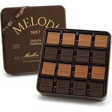 Defne Store Melodi 1957 Serisi Metal Hediye Kutu Madlen Çikolata, 384G, Sütlü ve Bitter