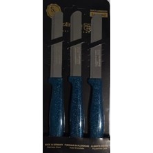 Defne Store Ind.kap.solingen Paslanmaz Çelik Micro Tırtıklı Mavi Sebze Bıçağı 3 Lü Set