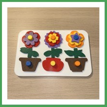 Liyanos 3D Baskı Saksıda Çiçek Puzzle Tahtası - Katmanlı Çiçek Inşa Etme ve Renk Eşleştirme Seti, Montessori Oyuncak LYN00001