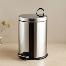 Pedallı Çöp Kovası 12L (Krom Metal) - 24. 5 x 35. 5 cm