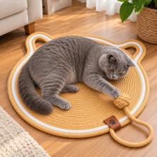 AvantajAl Kedi Kafa Figürlü Kedi Tırmalama Paspası 44 CM-113 cm Sarı