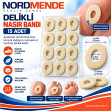 Hace Bazaar Nordmende Delikli Nasır Bandı 15 Adet – Yumuşak Dokulu Parmak Koruyucu Halka, Ayak Sürtünme Koruyucu