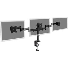 Monitör Tutucu - Masa Kelepçesi - 3 Monitör - 27 Inçe Kadar - 3x 8 Kg'a Kadar - Vesa 75X75, 100X100 - Siyah