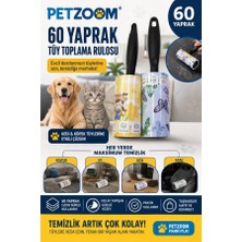 Zenviaa Petzoom 60 Yaprak Tüy Toplama Rulosu Kedi Köpek Tüy Toplayıcı Ev Koltuk Araç Ofis Temizlik Rulosu